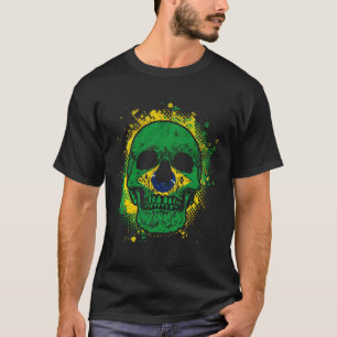 Brazil Brazilian Flag Skull T-Shirt