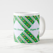 Brazil Brazilian Flag Tiled Green Personalisation 