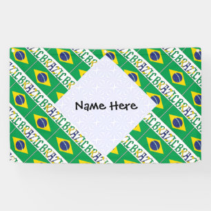 Brazil Brazilian Flag Tiled Personalised Name Banner