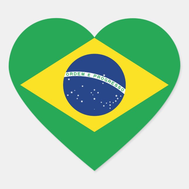 Brazil – Brazilian National Flag Heart Sticker (Front)
