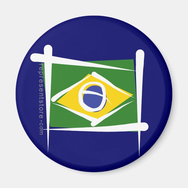 Brazil Brush Flag Magnet (Front)
