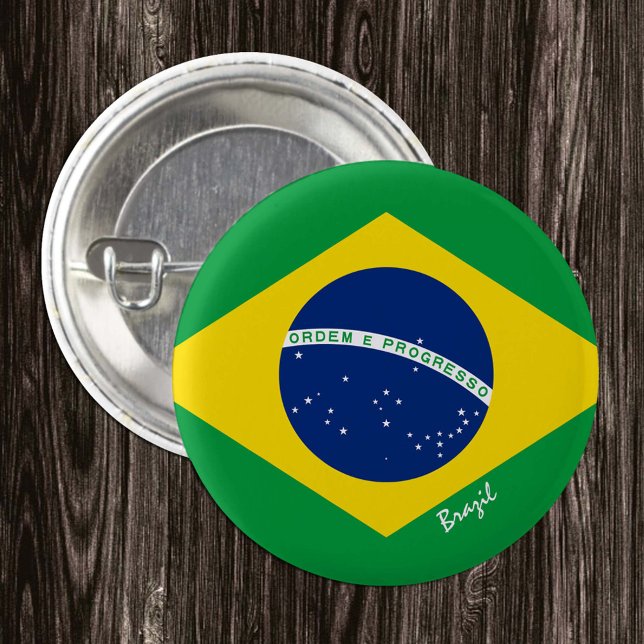 Brazil button, patriotic Brazilian Flag fashion 3 Cm Round Badge (Creator Uploaded)