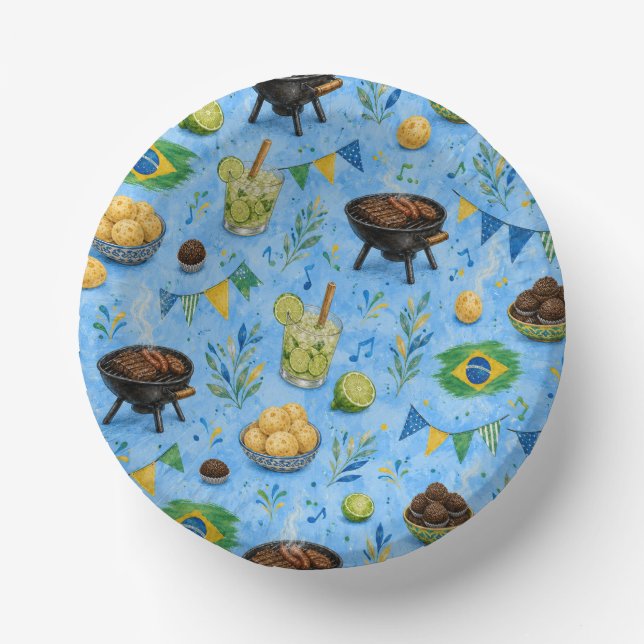 Brazil Celebration Pattern Paper Plate (Front)