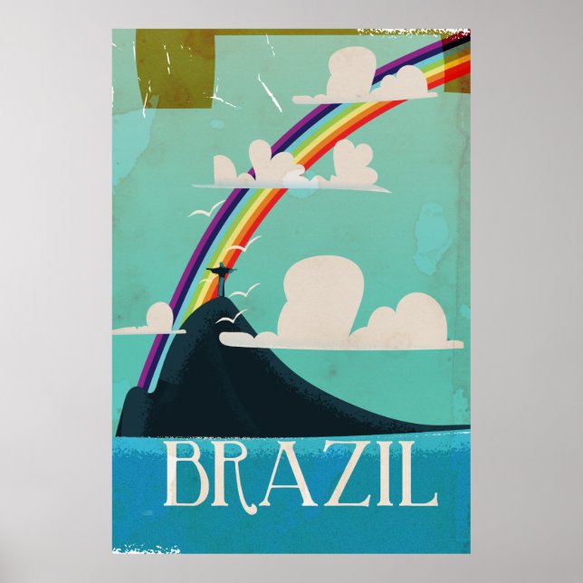 brazil christ the redeemer vintage travel poster (Front)