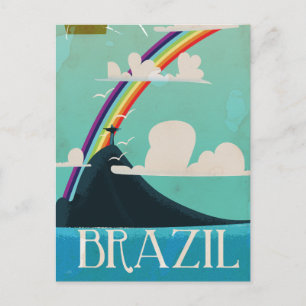 brazil christ the redeemer vintage travel poster postcard