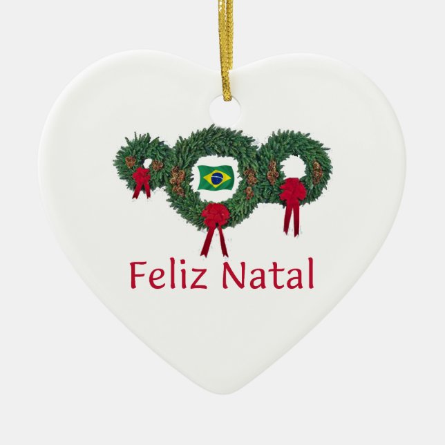 Brazil Christmas 2 Ceramic Tree Decoration (Front)