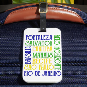 Brazil City Names Brazilian Flag Poster Luggage Tag
