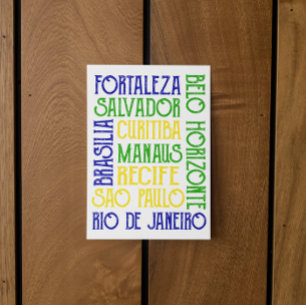 Brazil City Names Rio de Janeiro Sao Paulo Postcard