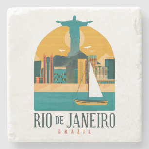 Brazil City Rio de Janeiro Vintage Travel Stone Coaster