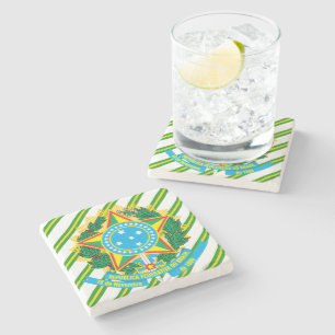 Brazil coat arms stone coaster