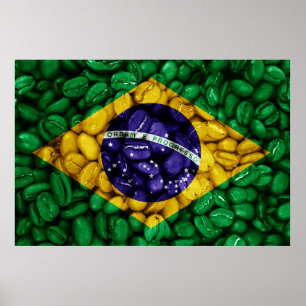 Brazil coffee flag poster