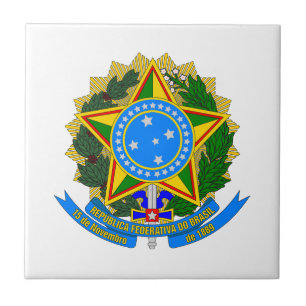 brazil country coat arms symbol emblem star flag ceramic tile