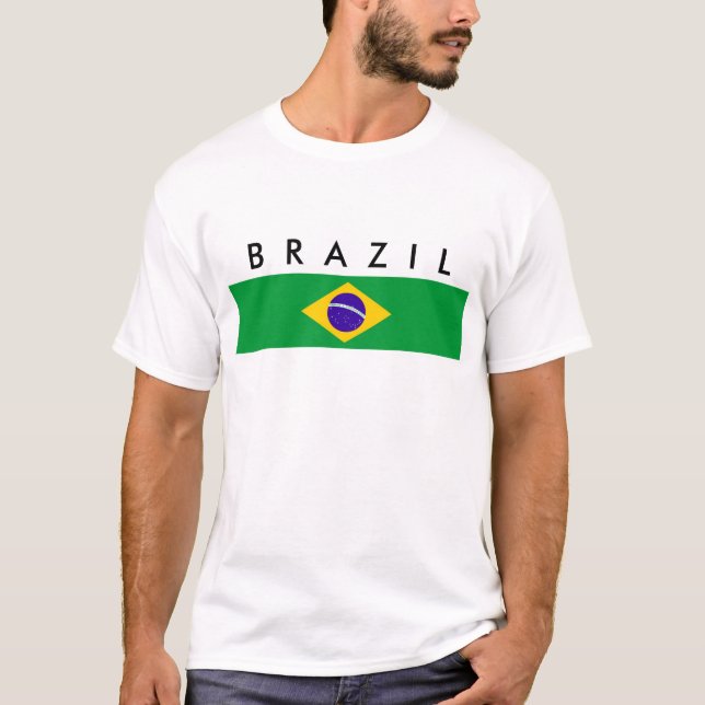 Brazil country flag nation symbol name text T-Shirt (Front)
