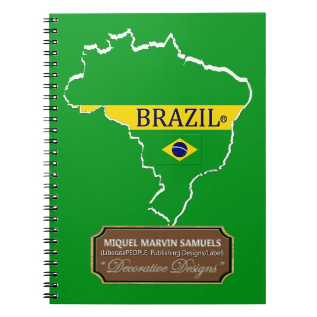 Brazil country outline Flag Colours Modern Noteboo Notebook (Front)