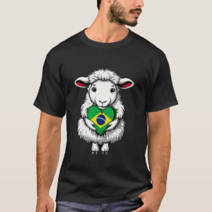 Brazil Cute Sheep Heart Brazilian Roots Brasilian T-Shirt