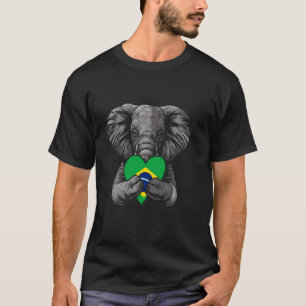 Brazil Elephant Heart Brasilian Roots Brasil Brazi T-Shirt