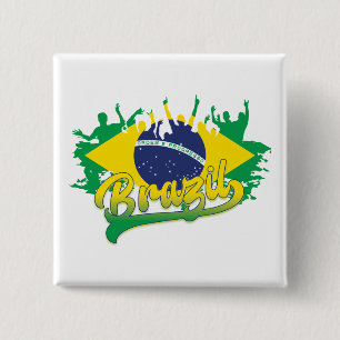 Brazil Flag 15 Cm Square Badge