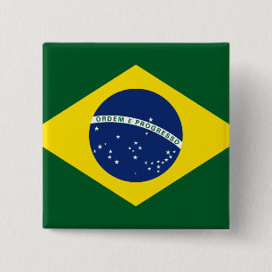 Brazil flag 15 cm square badge