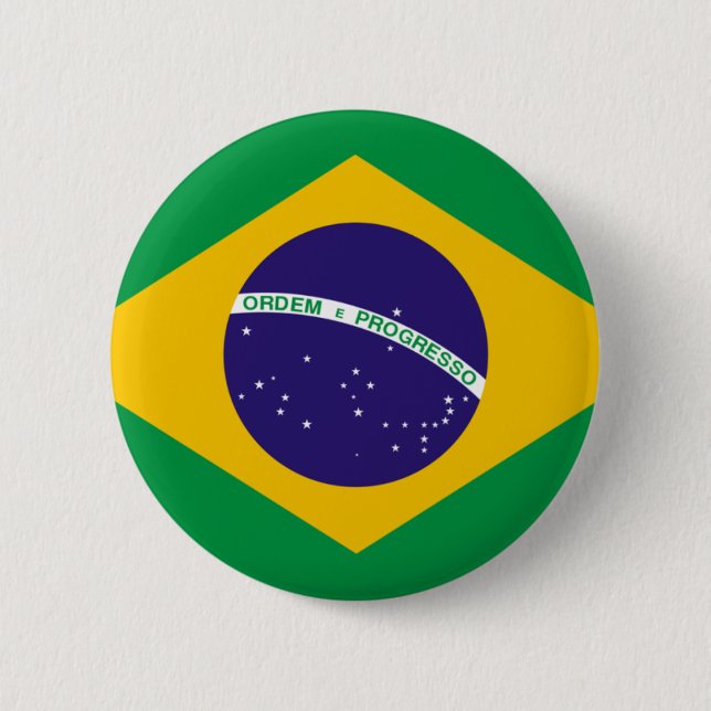 Brazil flag 6 cm round badge (Front)
