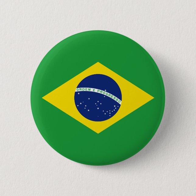Brazil flag 6 cm round badge (Front)