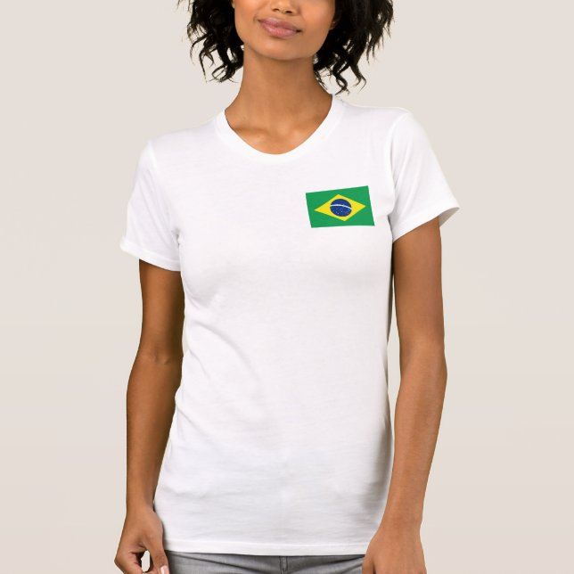 Brazil Flag and Map dk T-Shirt (Front)