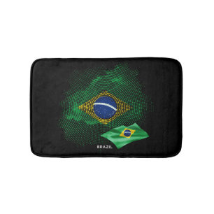 Brazil flag bath mat