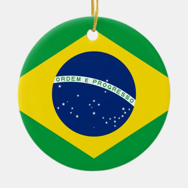 Brazil Flag Ceramic Ornament (Front)