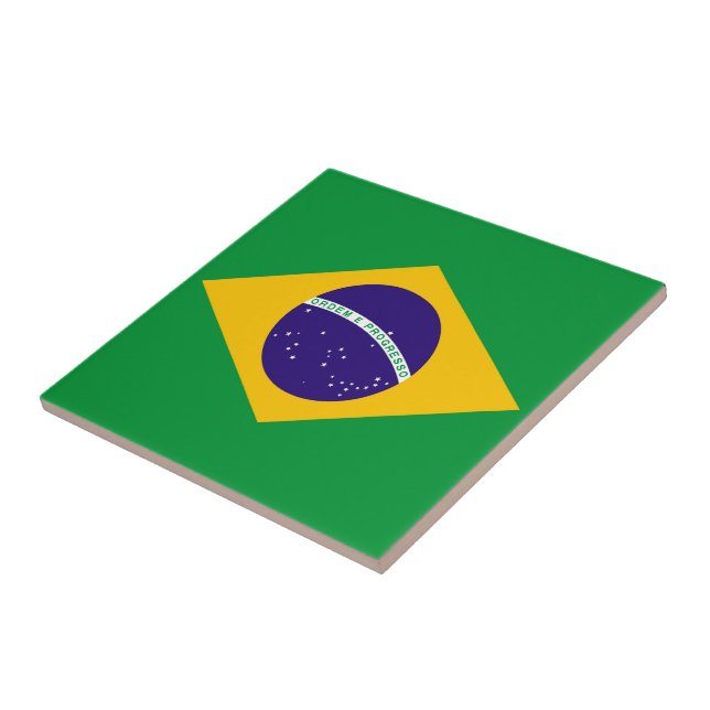 Brazil Flag Ceramic Tile (Side)