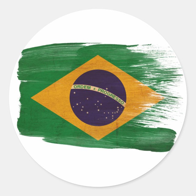 Brazil Flag Classic Round Sticker (Front)