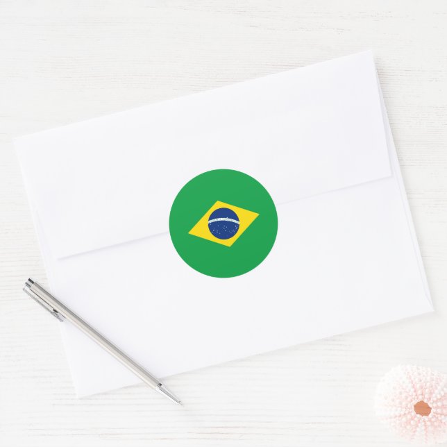 Brazil flag classic round sticker (Envelope)
