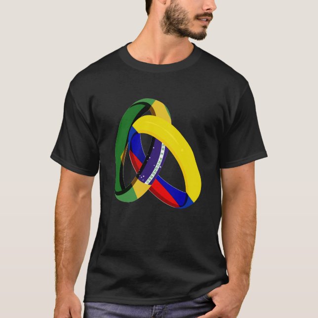Brazil Flag Colombia Grown Ring Marriage Wedding T-Shirt (Front)
