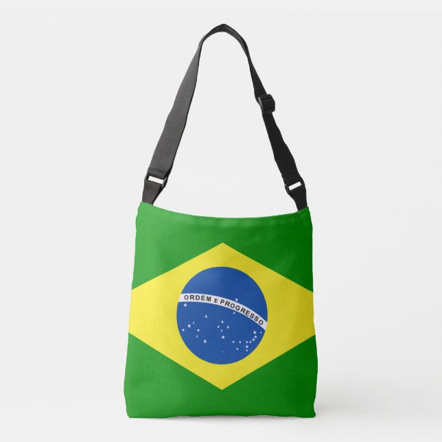 Brazil Flag Design Crossbody Bag (Front)