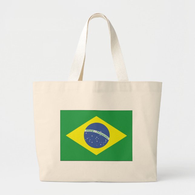 Brazil Flag Design Large Tote Bag (Front)