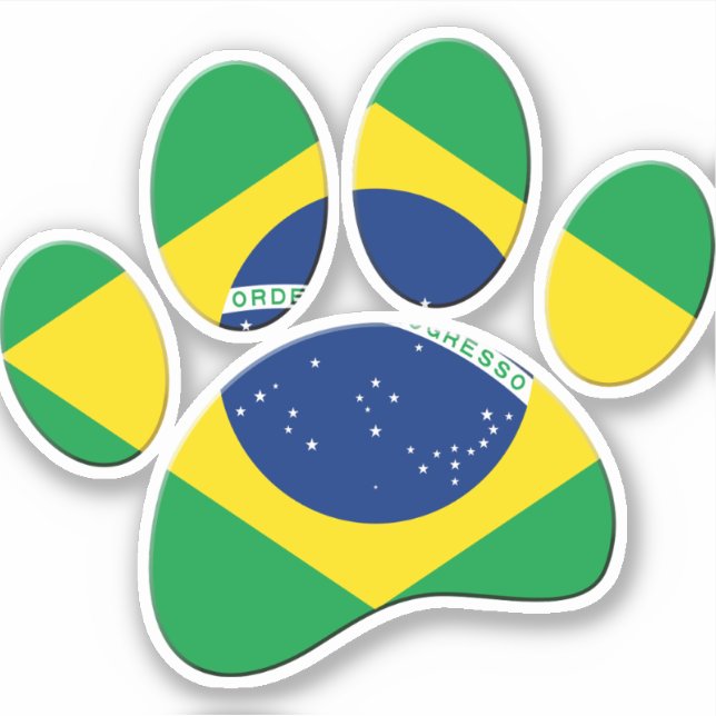 Brazil Flag Dog Paw Print (Front)