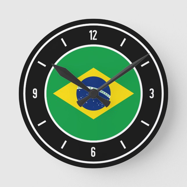 Brazil Flag Elegant Round Clock (Front)
