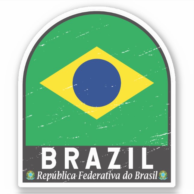 Brazil Flag Emblem Distressed Vintage (Front)