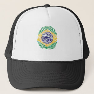 brazil flag fingerprint trucker hat