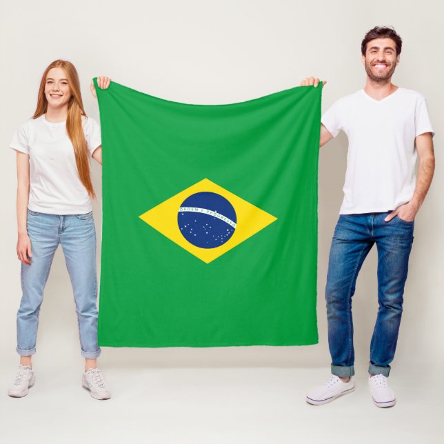 Brazil flag fleece blanket (In Situ)