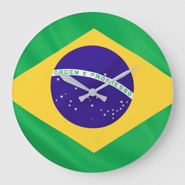 Brazil flag for Round-Large-Wall-Clock Large Clock (Front)