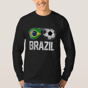 Brazil Flag Glasses Costume Soccer Football T-Shirt