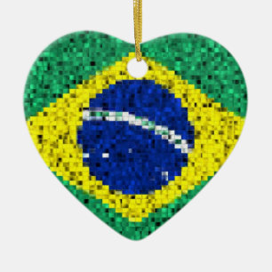 Brazil Flag glitter ornament