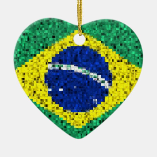 Brazil Flag glitter ornament (Front)
