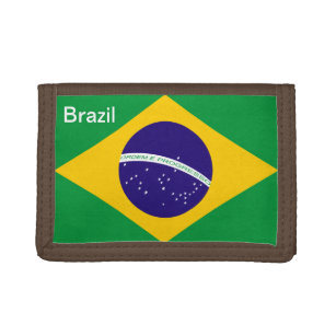 Brazil flag graphic on a trifold wallet