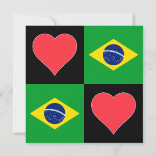 Brazil Flag Heart Patriotic Brazilian Greeting Card