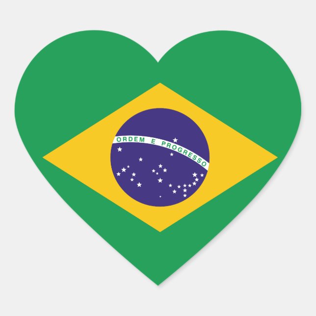 Brazil Flag Heart Sticker (Front)
