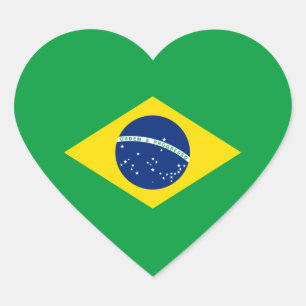 Brazil Flag Heart Sticker