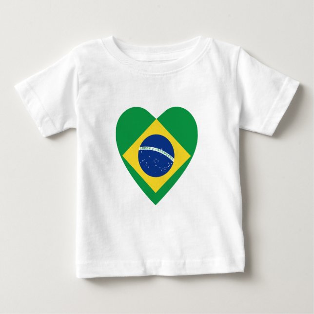 Brazil Flag Heart T-Shirt (Front)