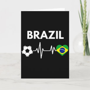 Brazil Flag Heartbeat Soccer Design Long Sleeve Card