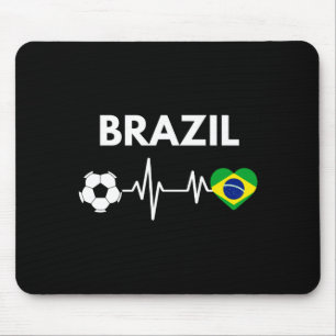 Brazil Flag Heartbeat Soccer Design Long Sleeve Mouse Pad