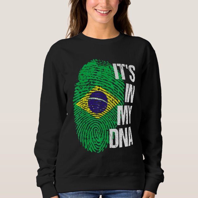 Brazil Flag Home Heart Roots Fingerprint Dna Sweatshirt (Front)